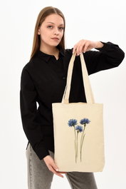 Zoozie Bags 1171 Bolso de Mano de Algodón Color Crema 35 x 40 x 8 cm